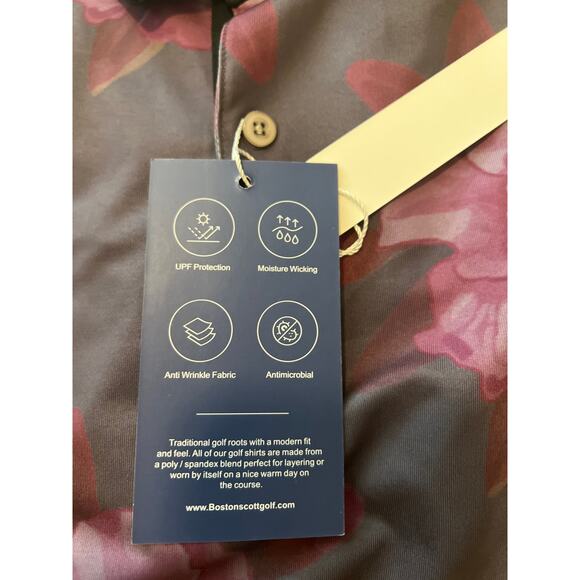 Boston Scott Youth Polo Azalea Size Small Floral Golf Modern Fit - Picture 6 of 6